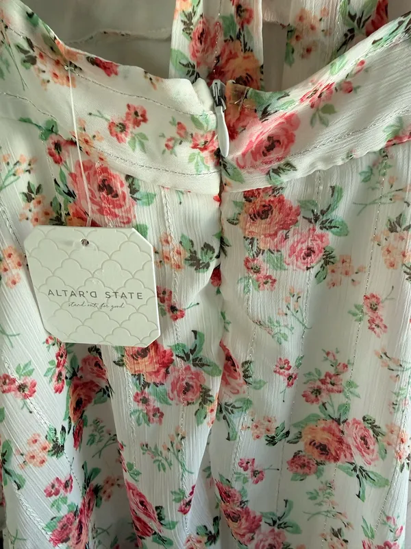 Altar'd State White Midi Dress with Pink Floral Print - Image 4