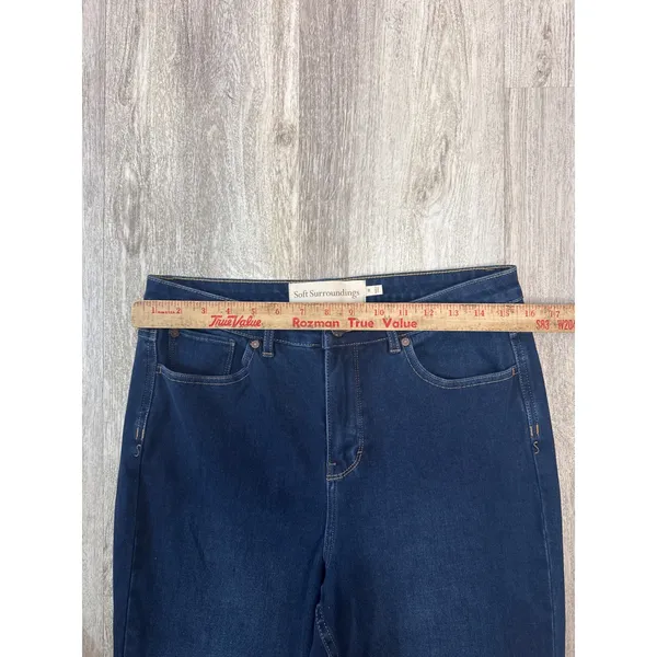 Soft Surroundings‎ Womens High Rise Flare Leg Jeans Dark Wash Blue Size 10 - Image 5