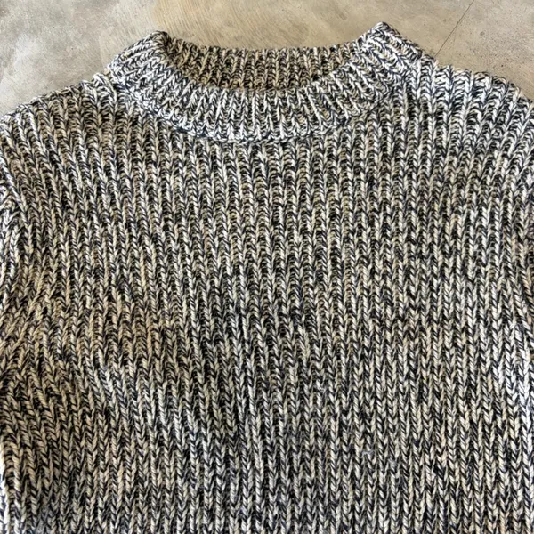 Denim & Supply Ralph Lauren Marled Knit Wool Blend Sweater Black White Small - Image 3