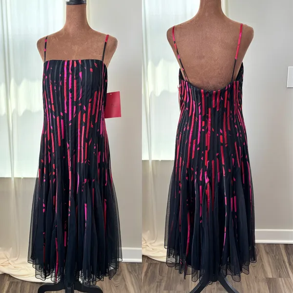Vintage JS Collections Dress Size 14 NWT Abstract Pleated Mesh Y2K Whimsigoth - Image 3