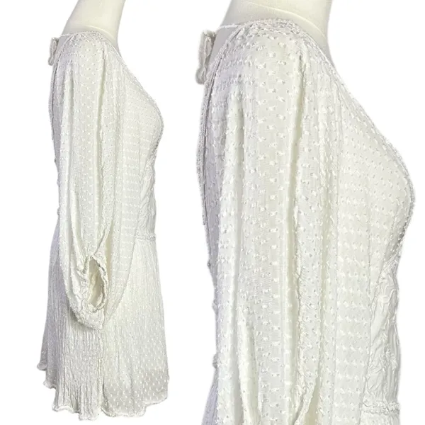 Free People Bohemian Ethereal Cottage Sweet Dreams Mini Dress in Tofu Small - Image 7