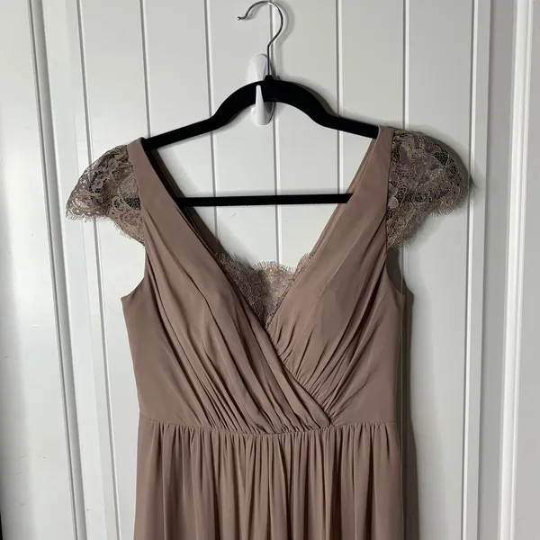BHLDN Jenny Yoo lace mocha mousse‎ bridesmaid maxi dress size 2 wedding guest - Image 4