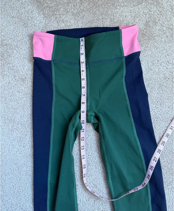 Boden Jessica Active Dark Green Color Block High Waist Leggings. Size 6 - Image 4