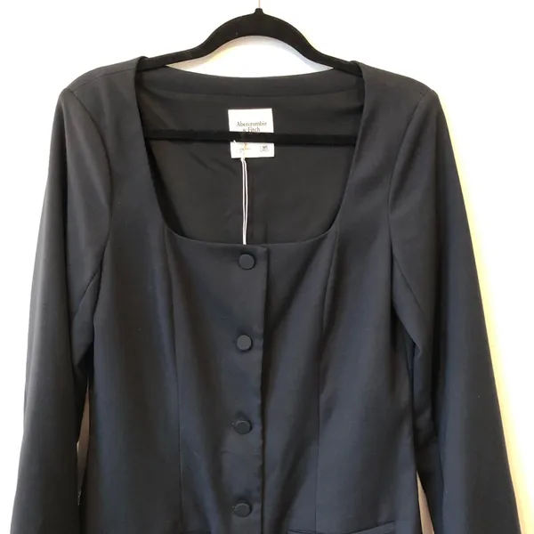 NWT Abercrombie and Fitch Dark Blue Mara Long Sleeve Blazer Dress Size M Tall - Image 3