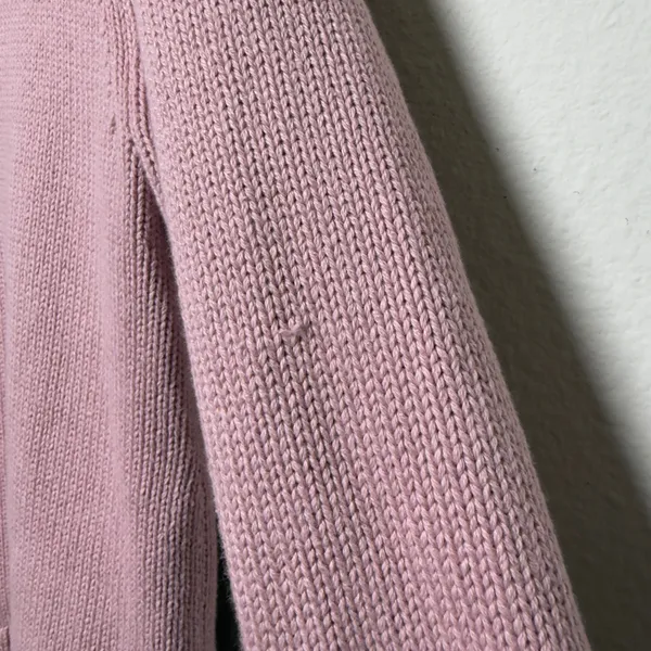 J. Crew Women 100% Cotton Sweater XS Pink Mock Neck Ribbed‎ Side Slits FIsherman - Image 7
