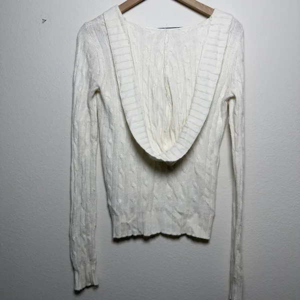 Ralph Lauren Women Cotton Angora Cable‎ Knit Hoodie Small Preppy Old Money - Image 7