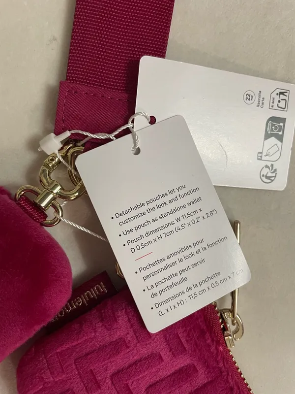 Lululemon NWT Dual Pouch Wristlet Keychain Strap L Monogram Velvet Pink - Image 6