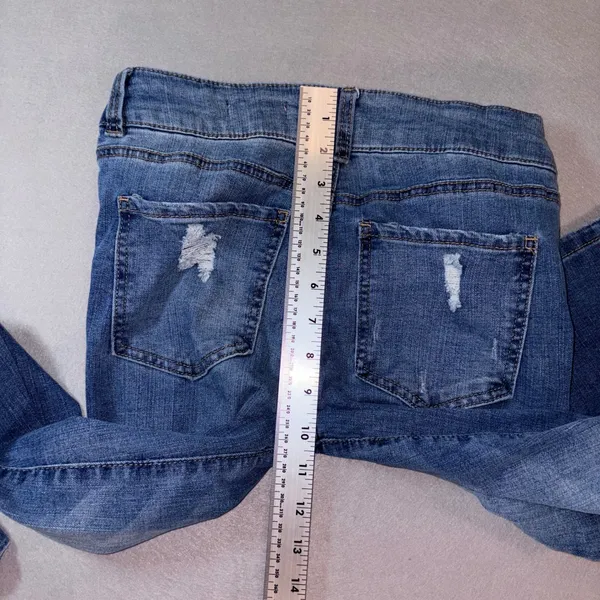 BCBGeneration Womens Mid Rise Bootcut Distressed Jeans Blue Size 7/28 - Image 7