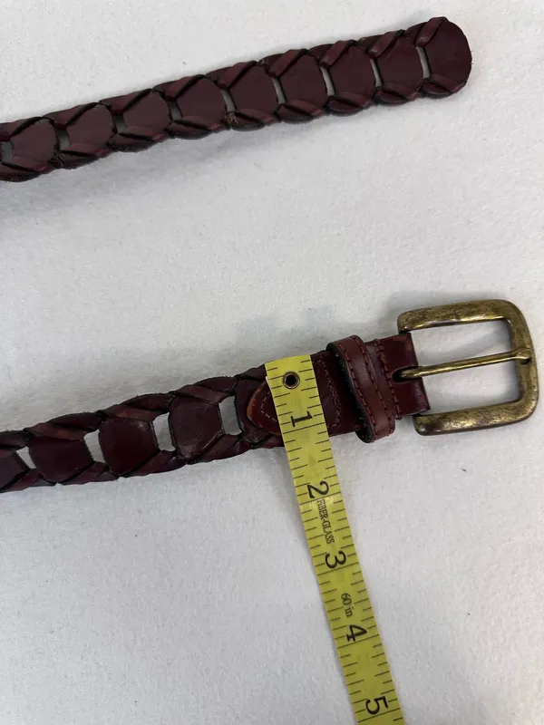 Braided Woven Brown Leather Adjustable Buckle Belt Women's 42 Western Bohemian - Image 7