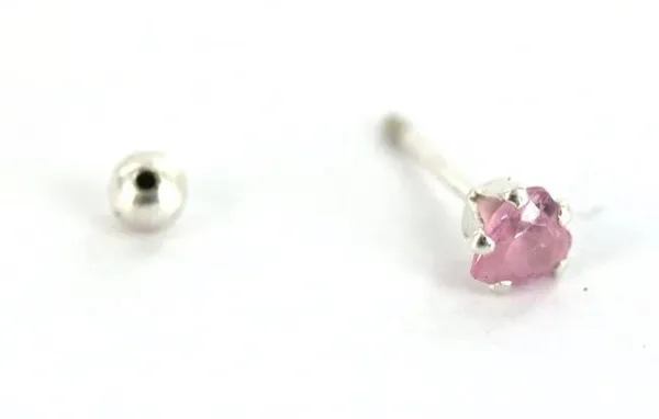 925 Sterling Silver Pink Heart Earring Studs - Image 3