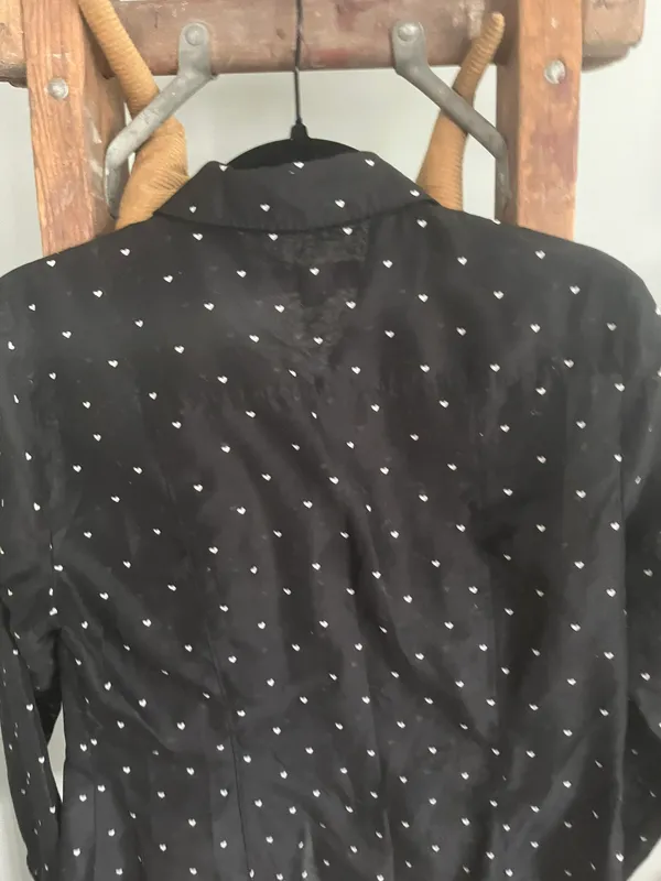 Loft Size XS Black With White Hearts Long Sleeve Shirt - Image 7
