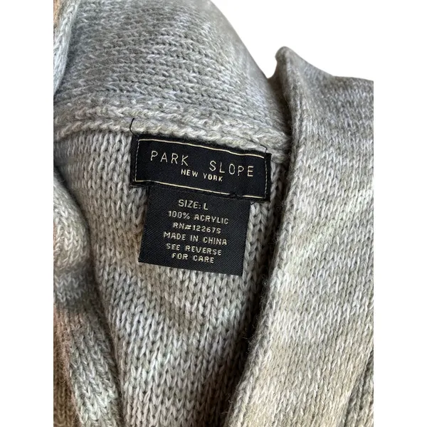 Park Slope New York Gray Cable Knit Shawl Collar Cardigan Size L - Image 5