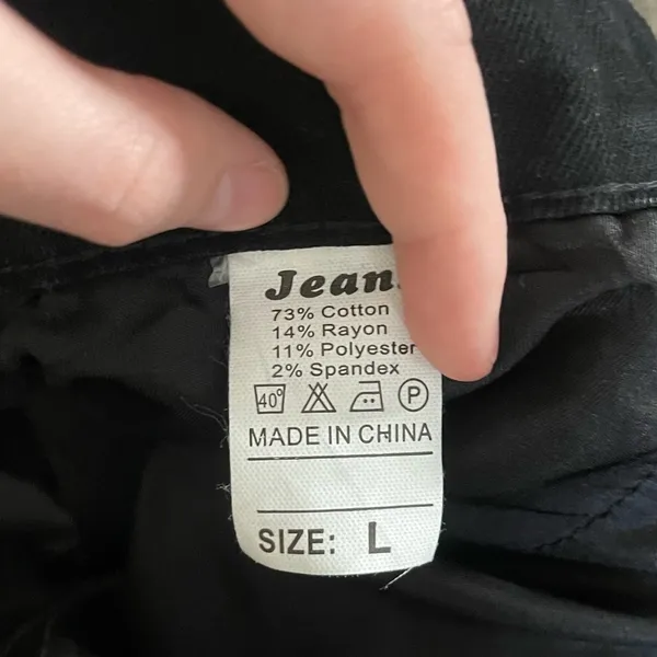 Black Ripped Distressed Jeans L Size L - Image 2