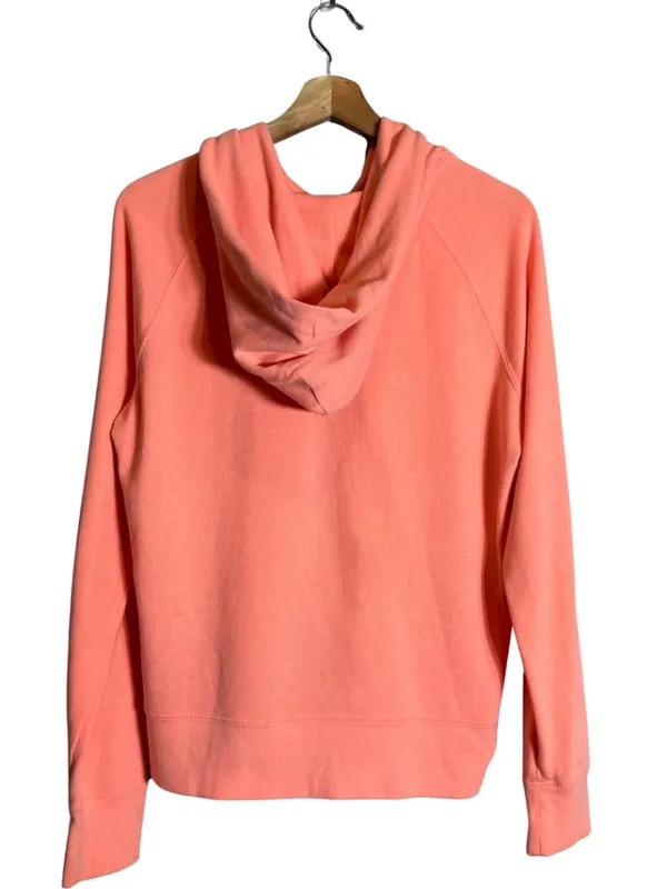 Vintage Y2K Gap Hooded Full Zip Sweatshirt Womens Medium Orange Spell Out Lounge - Image 4