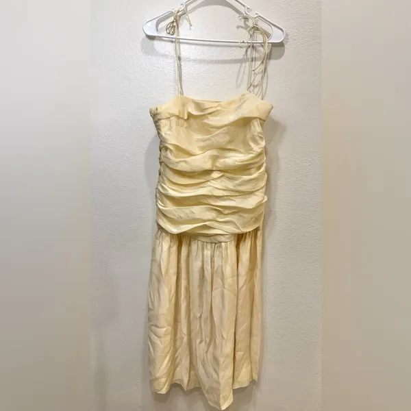 Zara ZW‎ Collection Drape Midi Yellow Dress Size L - Image 2