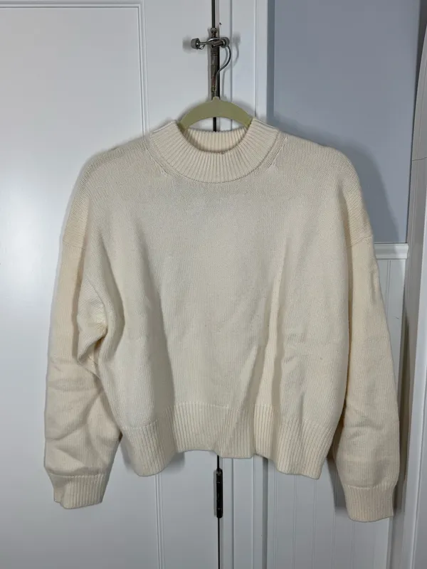 Madewell SoftWool Boxy Crewneck Sweater Heather cloud size small winter fall - Image 2