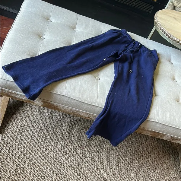 Basic Editions 100% Cotton Navy Blue Drawstring Sweatpants Size Small - Image 3