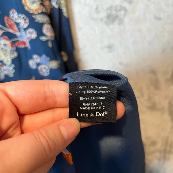 Line+Dot Adelene Navy Floral Romper Peek-A-Boo Shoulder‎ Back Cut Outs Sz Small - Image 6