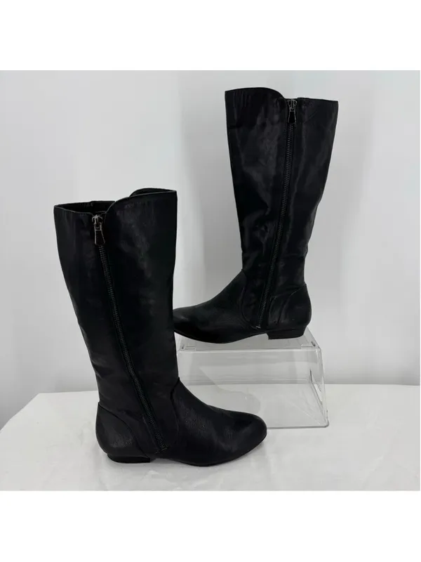 Black Riding Boots Gianni Bini Genuine Leather Equestrian Size 7M - Image 2