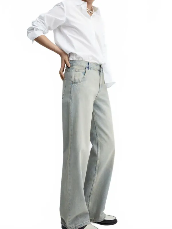 Mango Low-Rise Wideleg Jeans NWT Ines Medium Vintage Blue Size 14 (EUR 46) - Image 2