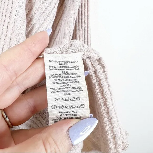 Free People Snow Day Thermal Mock Neck Top Women's Size M‎ Waffle Knit - Image 8
