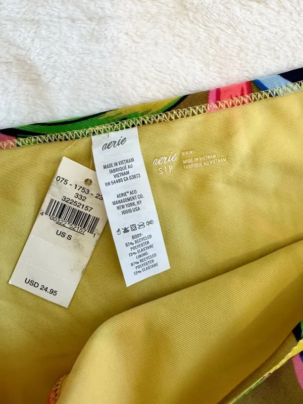 NWT Aerie Bright Heirloom Floral Tropical Print Bikini Bottoms - Size: Small - Image 2