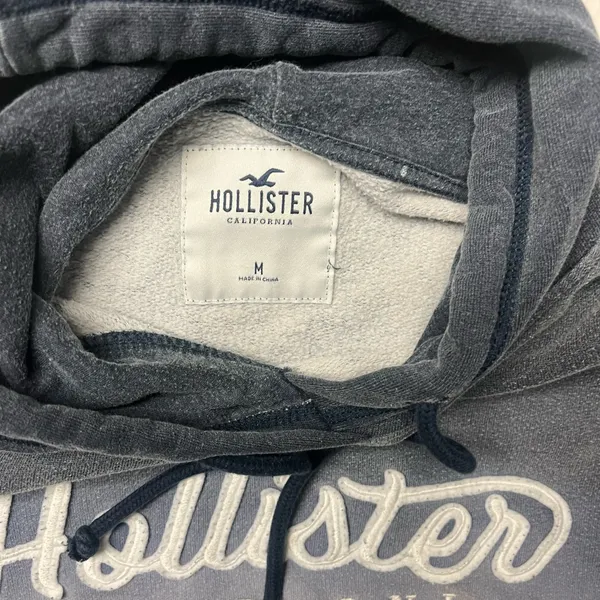 Y2K Hollister Blue White Gradient Ombre Pullover Hoodie Size M - Image 2