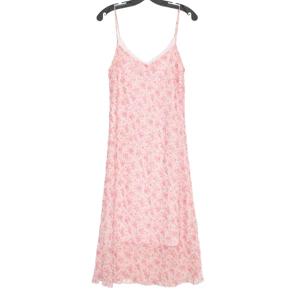 White Moon Dress Y2K Boho Cottage Romantic Fairycore Floral Midi Pink Large Flaw - Image 8