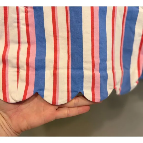 Crown & Ivy Shelby Scalloped Hem Shorts Womens 4 Pink Blue Stripe Preppy Coastal - Image 3