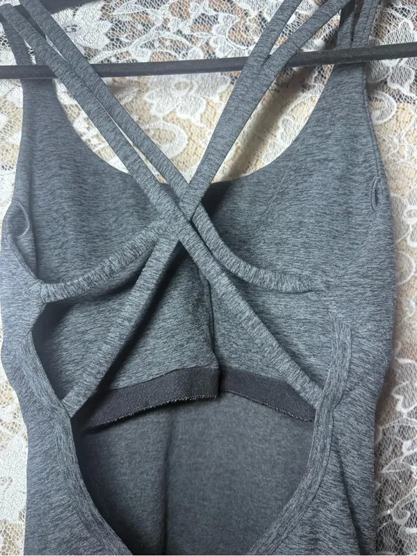 Bombshell Sportswear Charcoal Grey Scoop Neck criss cross back jumpsuit discont. - Image 7