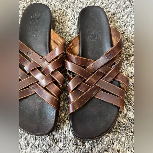 Timberland Women’s Brown Braided Leather Sandals Smart Comfort System Size 7.5‎ - Image 4