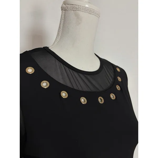 Anatomie Kim Black Mesh Grommet Long Sleeve Stretch Top Small Goth - Image 3