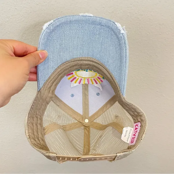 Katydid Sunkissed Embroidered Denim Trucker‎ Hat NWT - Image 6