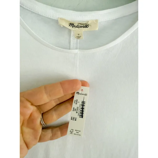 Madewell | NWT | Essential Slim Tee in Lightweight Cotton White | Sz XS - Image 5