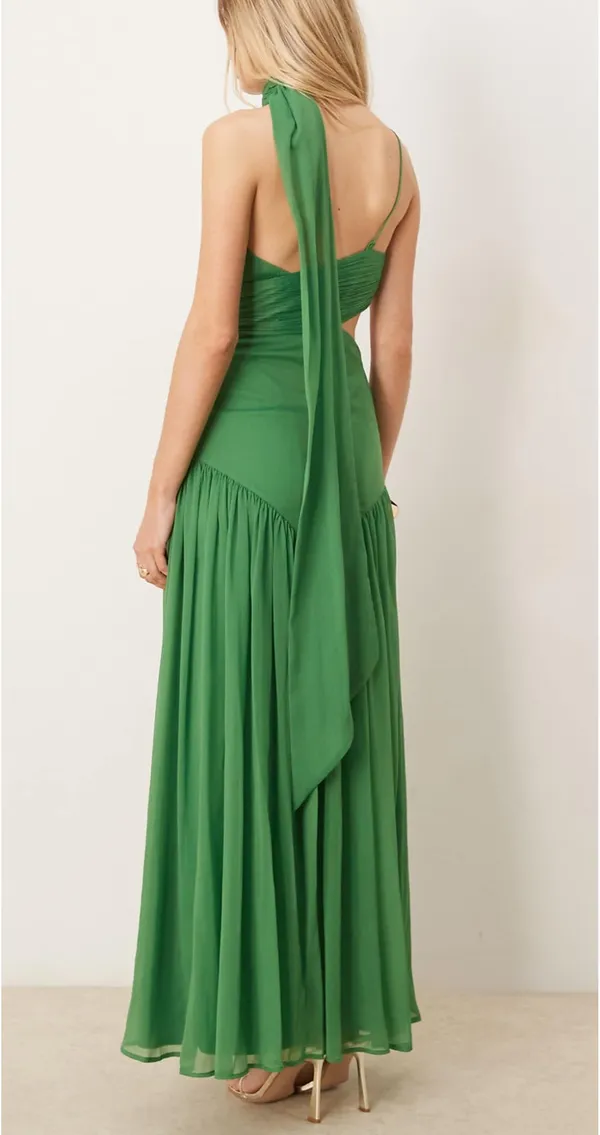 ASOS design halter neck green maxi dress  - Image 2