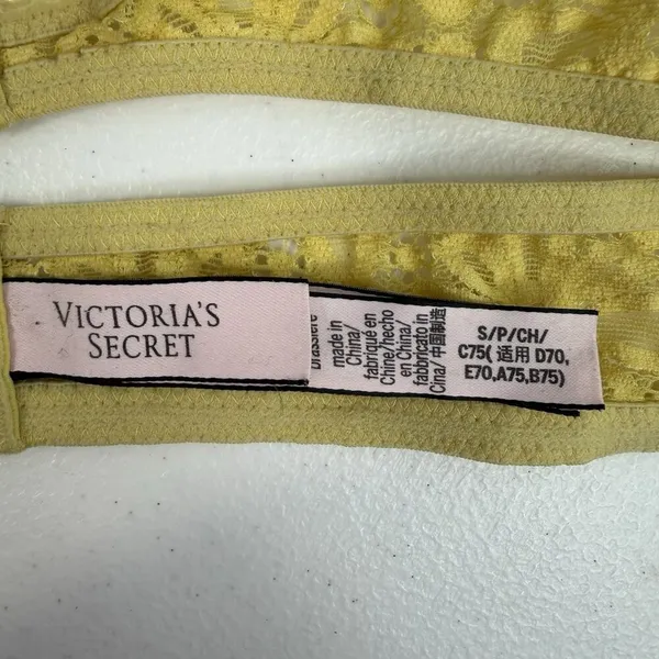Victoria's‎ Secret S Small Bralette Bra Lace Strapless Unlined Wireless Yellow - Image 10