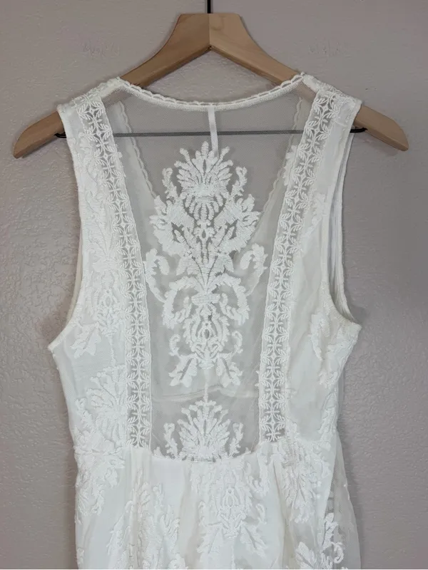 Vintage Free People Reign Over Me Lace Skater Mini Dress White size 8 $128 - Image 9