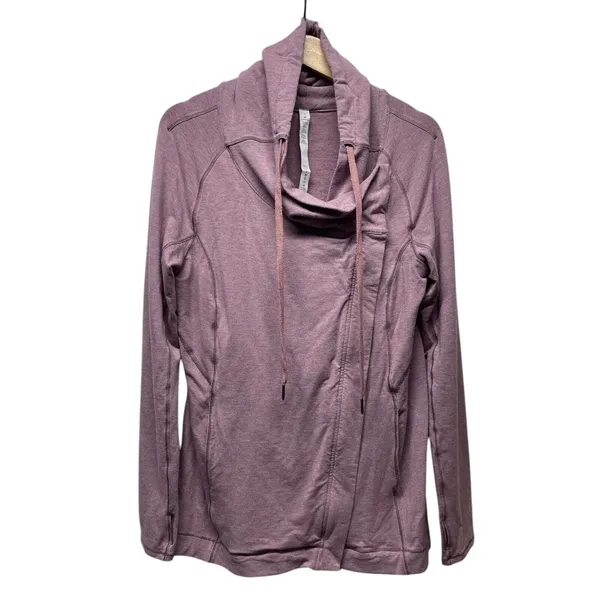 Lululemon Women Coast Easy Wrap Jacket Sz‎ 8 French Terry Heathered Misty Merlot - Image 3