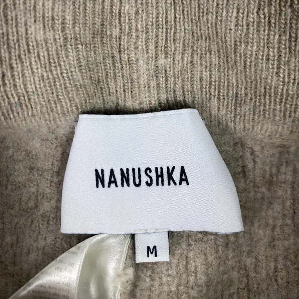 Nanushka‎ Sweatpants Womens Medium Beige Ribbed Knit Flare Leg Pull On Lounge - Image 3