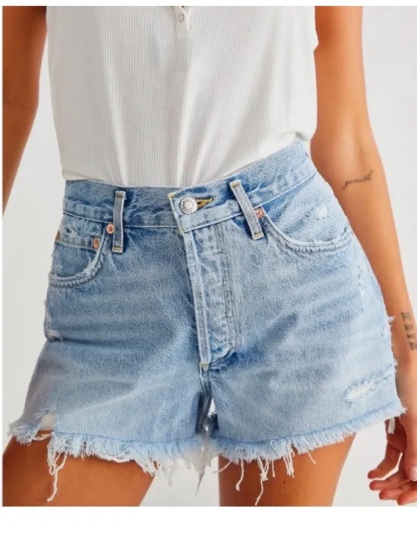Agolde‎ 24 Parker long shorts Distressed Jean Shorts - Image 2