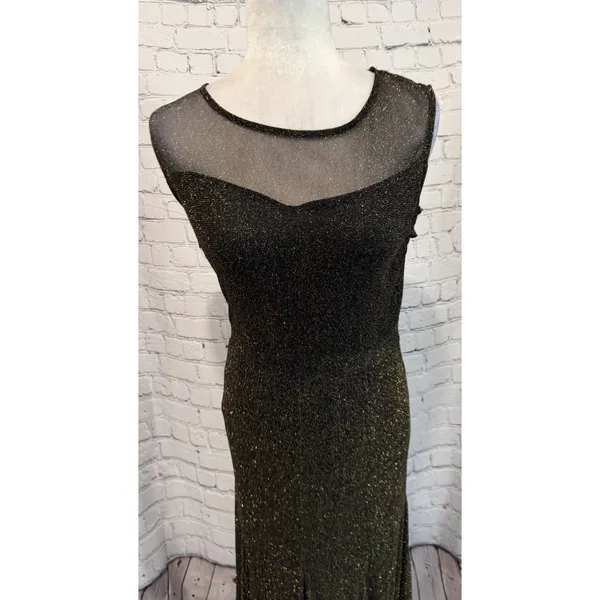 Candalite black and gold metallic sleeveless maxi formal dress Size Medium - Image 2