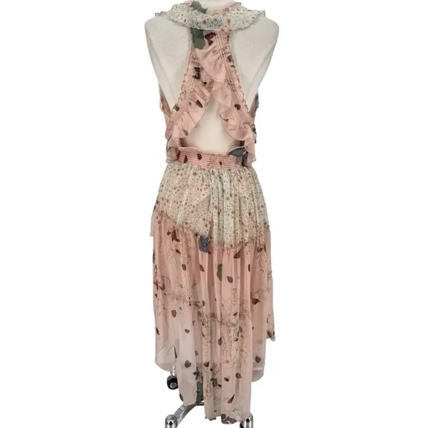 Free People Mixed Print Floral Sleeveless Tiered High Low Dress Size Small Fairy - Image 4
