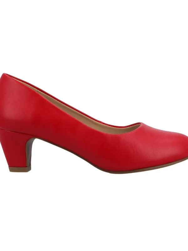 NWT Journee Collection Comfort Insole Round Toe Low Block Heel Pumps Red 7.5M - Image 2
