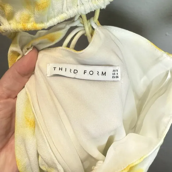 Free People Third Form Women's Yellow/White Ring Out Slip Dress Size 4‎ - Image 5
