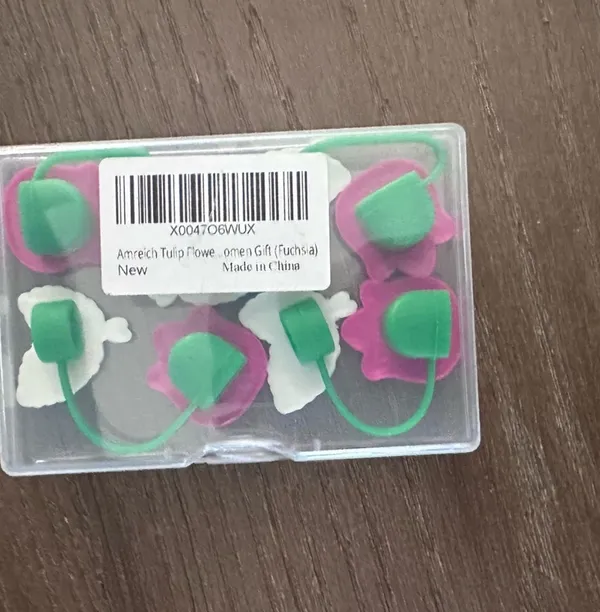 Pink and Green Leaf Straw Toppers Multiple - Image 2