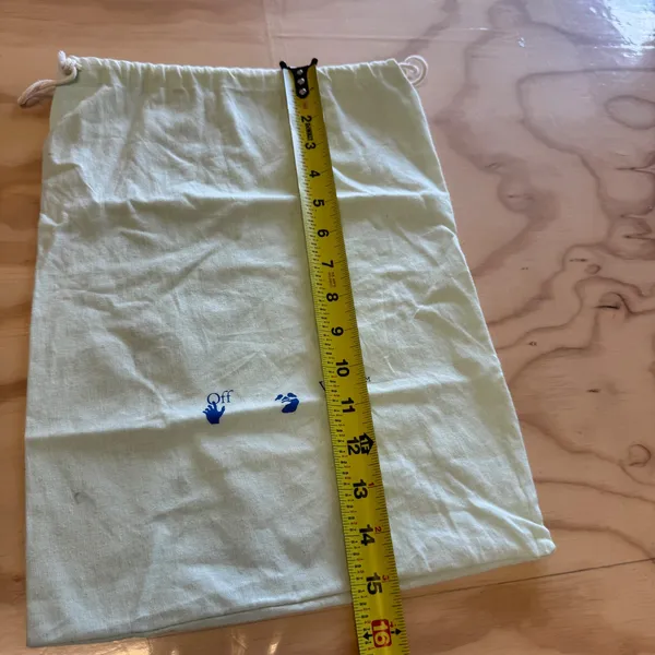Off-White Light Green Cotton Drawstring Dust Bag Blue Logo 11.5x15.5‎ Travel - Image 8