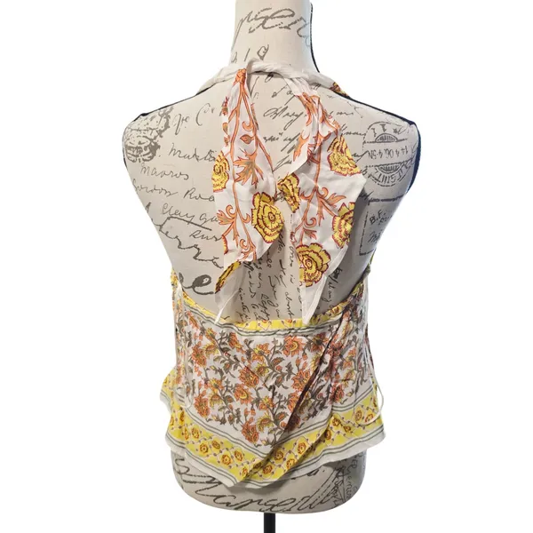 J. Crew NWT Open-back halter top in sunset rose block print Floral White‎ Size S - Image 6