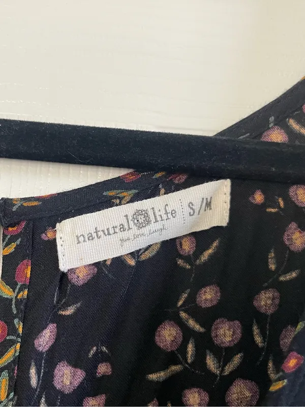Women’s Natural Life Let's Just Go Wide Leg Floral Jumpsuit Black Size S/M - Image 2