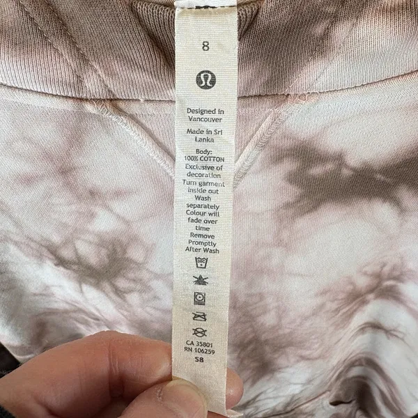 Lululemon All Yours Hoodie Womens 8 Earth‎ Dye Pink Brown Tie Dye Sweatshirt - Image 4