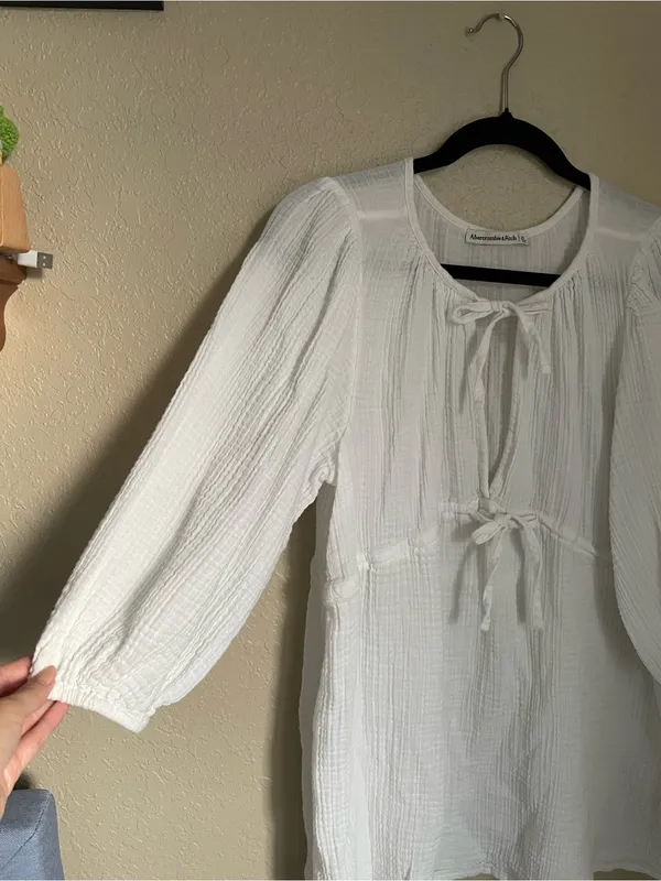 Abercrombie & Fitch Gauze Muslin Cotton Tie Front Beach Pool Coverup Size XS - Image 9